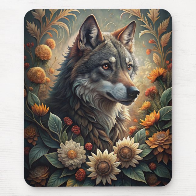 Tapis De Souris Un Beau Loup De Forêt (Devant)