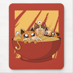 Tapis De Souris Un bol plein de nouilles et de chatons
