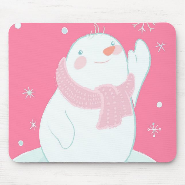 Tapis De Souris Un bonhomme de neige atteignant pour un flocon de (Devant)
