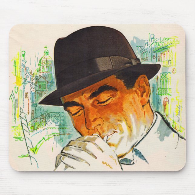 Tapis De Souris Un casquette de Stetson allume une cigarette (Devant)