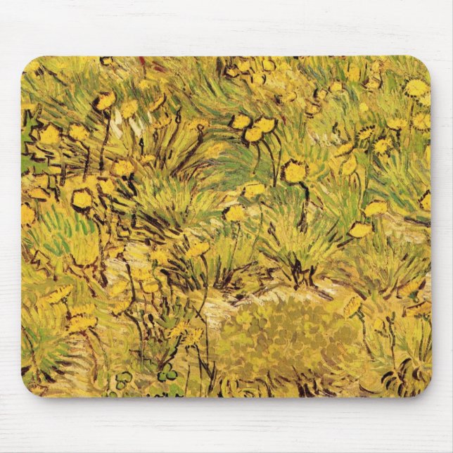 Tapis De Souris Un champ de fleurs jaunes par Vincent van Gogh (Devant)