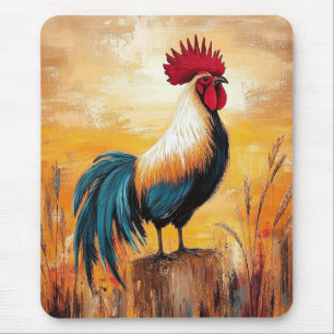 Tapis De Souris Un coq sur une peinture à l'huile