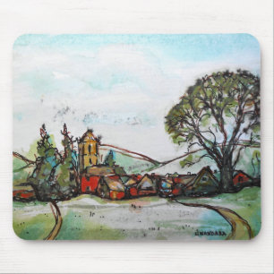 Tapis De Souris Un croquis du village britannique idyllique