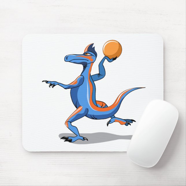 Tapis De Souris Un Dessin Iguanodon Jouant Au Basket-Ball. (Avec souris)