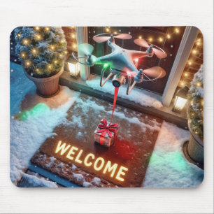 Tapis De Souris Un drone livre un cadeau de Noël