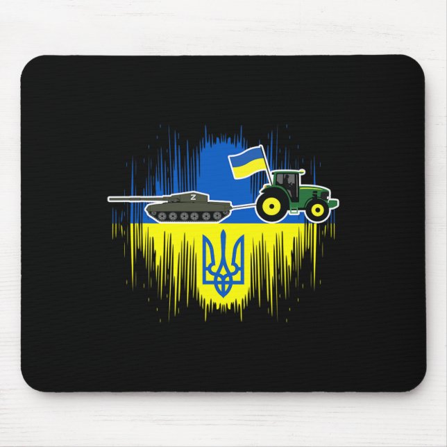 Tapis De Souris Un fermier ukrainien vole un char Drapeau ukrainie (Devant)