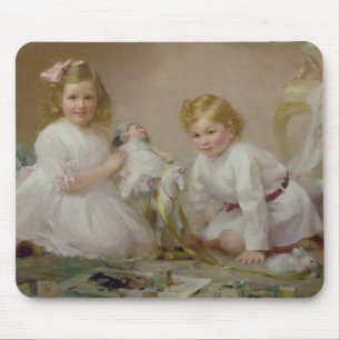 Tapis De Souris Un frère et une soeur jouant, 1915