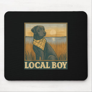Tapis De Souris Un garçon local Black Lab Chasse Chien Marais Scèn
