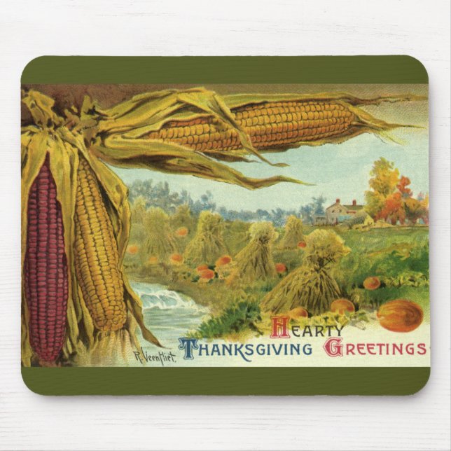 Tapis De Souris Un grand Thanksgiving ; Corn indien et Haystaches (Devant)