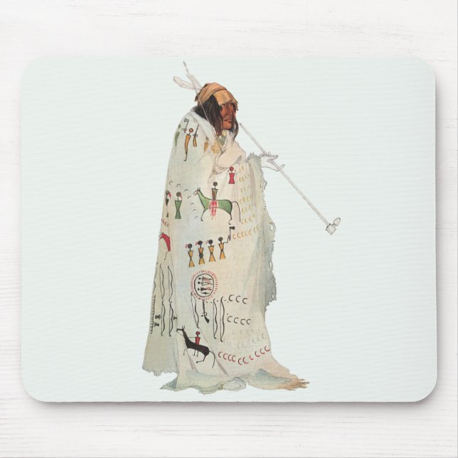 Tapis De Souris Un guerrier indien avec portrait de tuyau par Karl (Devant)
