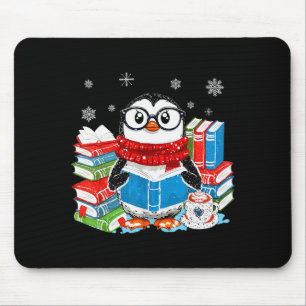 Tapis De Souris Un livre de Noël à lire sur un pingouin Flocon de 