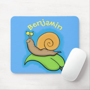 Tapis De Souris Un mignon escargot heureux sur une illustration d'
