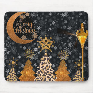 Tapis De Souris Un Noël sauvage et glamour avec léopard
