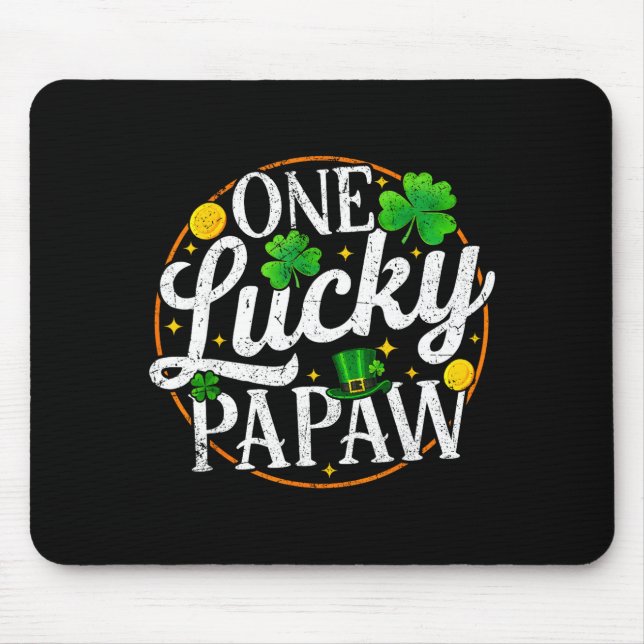 Tapis De Souris Un papy chanceux jour de la saint patrick trèfle h (Devant)