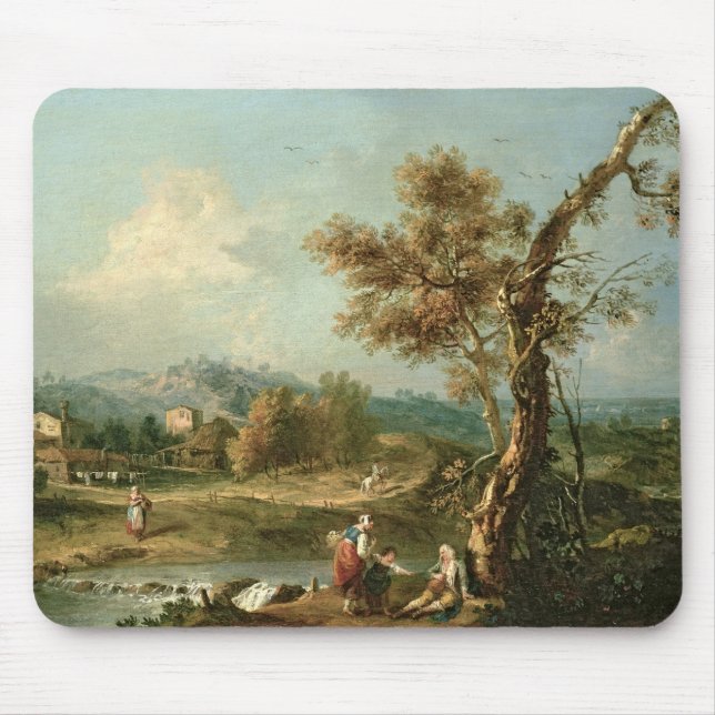 Tapis De Souris Un paysage de rivière d'Italianate avec des (Devant)