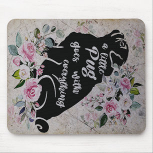 Tapis De Souris Un Petit Carlin Se Déroule Avec Tout Cadeau pour