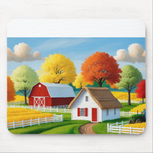 Tapis De Souris Un petit cottage blanc au toit de chaume