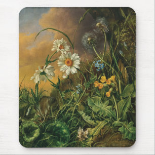 Tapis De Souris Un plancher forestier avec marguerites, primeurs,