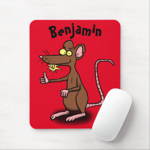 Tapis De Souris Un rat brun mignon pouce vers le haut dessin animé