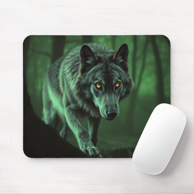 Tapis De Souris Un Regard Hantant D'Un Loup De Nuit (Avec souris)