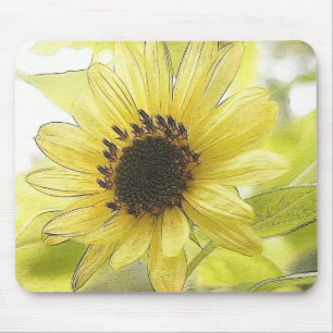 Tapis De Souris Un tournesol jaune citron simple