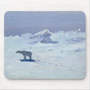 Tapis De Souris Une chasse d'ours blanc dans la nuit éclairée pa