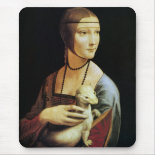 Tapis De Souris Une dame avec une mine par Léonard de Vinci