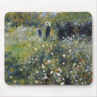 Tapis De Souris Une femme avec un parasol dans un jardin par Augus