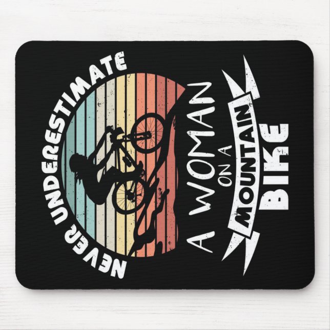 Tapis De Souris Une femme en VTT | Cadeau d'anniversaire mignon (Devant)
