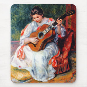 Tapis De Souris Une femme jouant à la guitare par Pierre Renoir