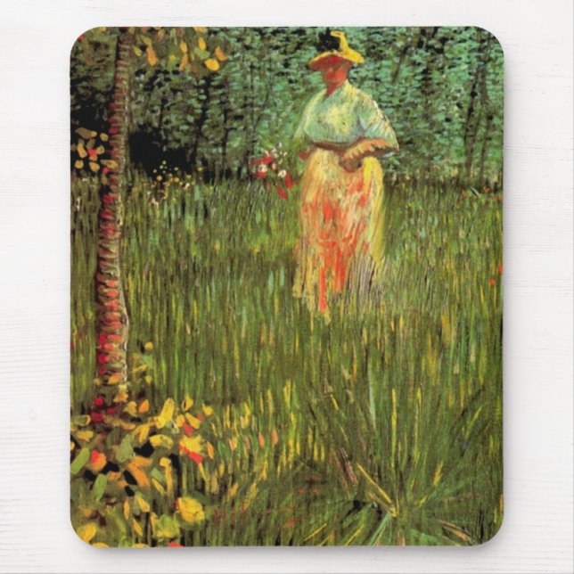 Tapis De Souris Une femme marchant dans un jardin par Vincent van  (Devant)