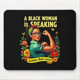 Tapis De Souris Une Femme Noire Parle Écouter Histoire Noire Lun