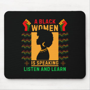 Tapis De Souris Une Femme Noire Parle Écouter Histoire Noire Lun