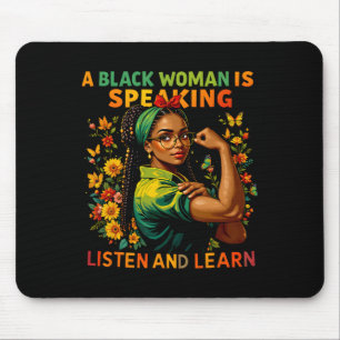 Tapis De Souris Une Femme Noire Parle Écouter Histoire Noire Lun