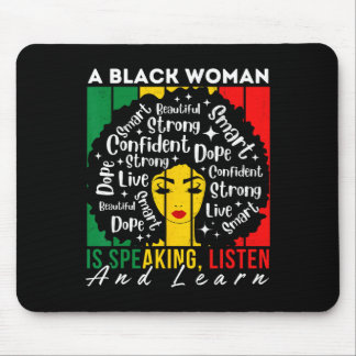 Tapis De Souris Une femme noire parle Écoutez et apprenez Afro Wo