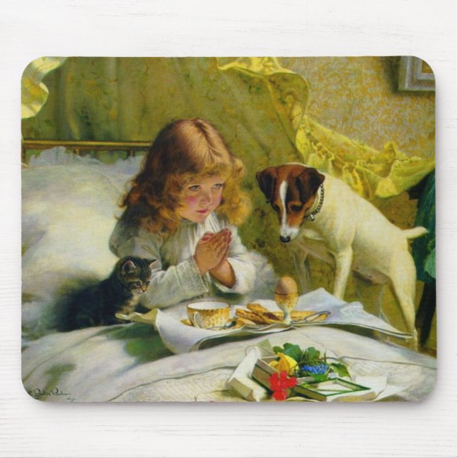 Tapis de souris Une fille et ses animaux de compag (Devant)