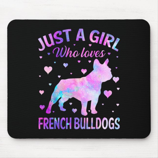 Tapis De Souris Une fille qui aime français Bulldogs chien amusant (Devant)