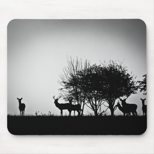 Tapis De Souris Une image de quelques cerfs communs dans la brume (Devant)