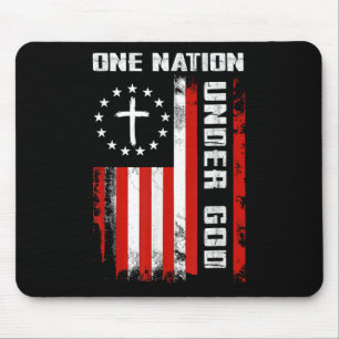 Tapis De Souris Une Nation Sous Dieu Croix Du Drapeau Américain 4e