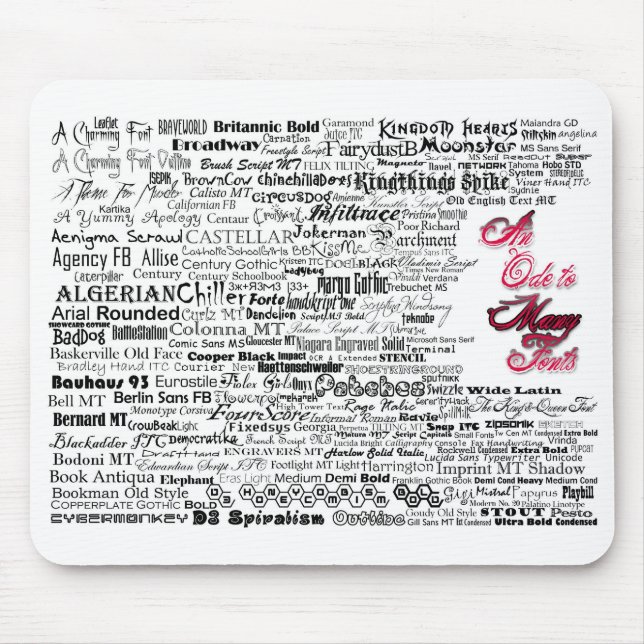 Tapis De Souris Une ode à beaucoup de polices Mousepad (Devant)