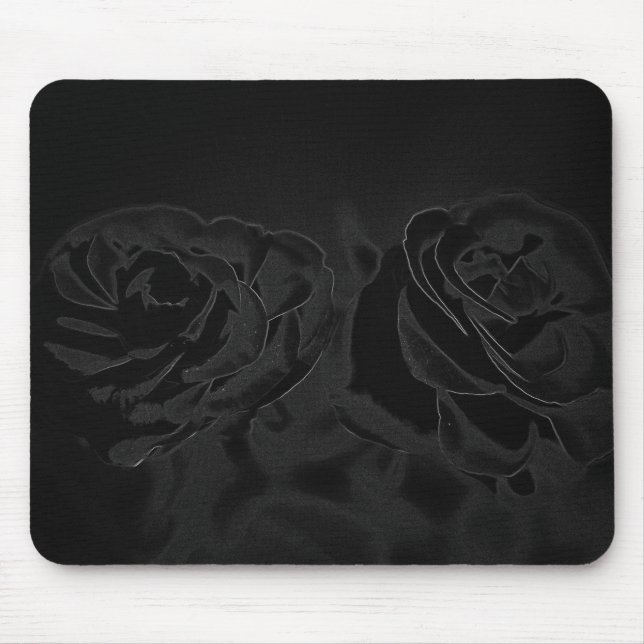 Tapis De Souris Une paire de roses en noir (Devant)