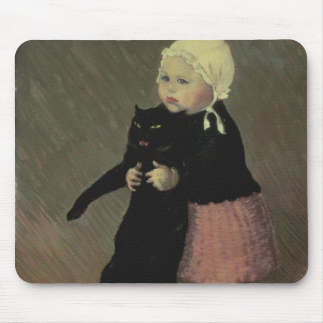 Tapis De Souris Une petite fille avec un chat, 1889 (Devant)