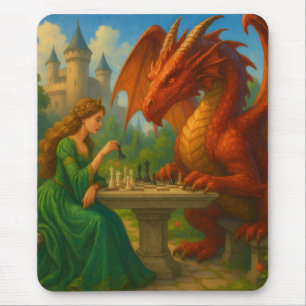 Tapis De Souris Une princesse jouant aux échecs avec un art imagin