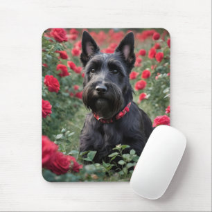 Tapis De Souris "Une rose rouge pour le Terrier écossais noir"