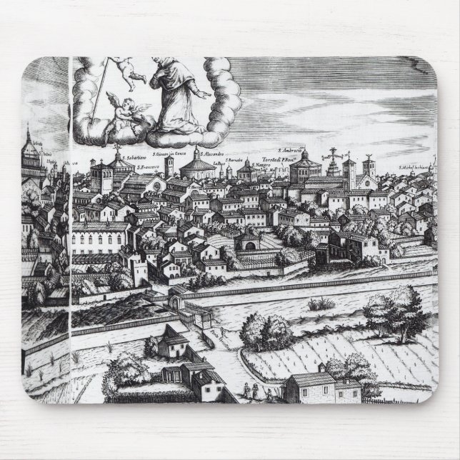 Tapis De Souris Une section d'une carte de Milan, 1640 (Devant)