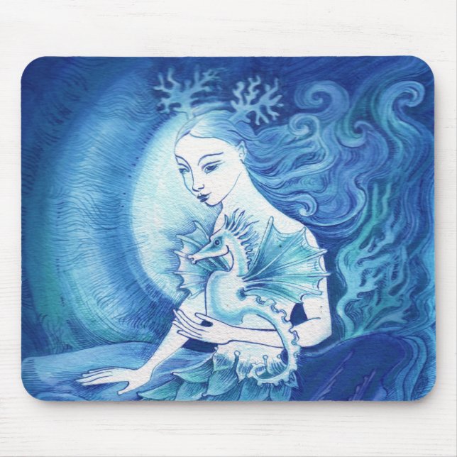 Tapis De Souris Une sirène et son hippocampe (Devant)