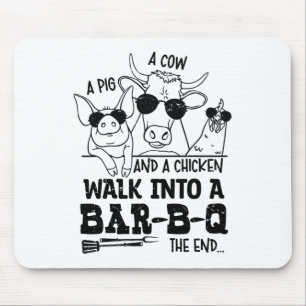 Tapis De Souris Une Vache Un Cochon Et Un Poulet Marcher Dans Un B