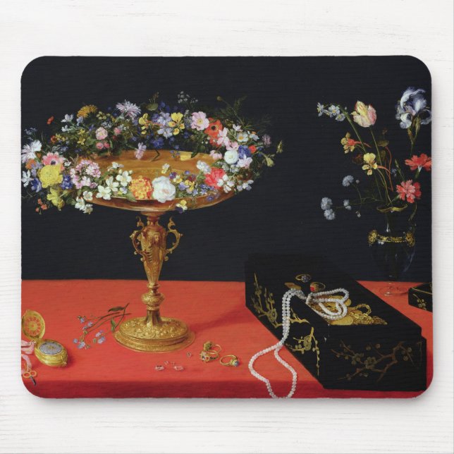 Tapis De Souris Une vie immobile d'un Tazza avec des fleurs (Devant)