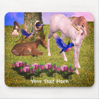Tapis De Souris Unicorn And Forest Friends Fantasy Art