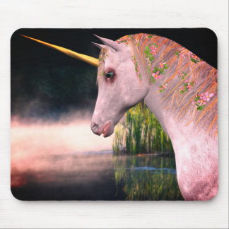 Tapis De Souris Unicorne Blanche Dans L'Art Imaginaire Mist